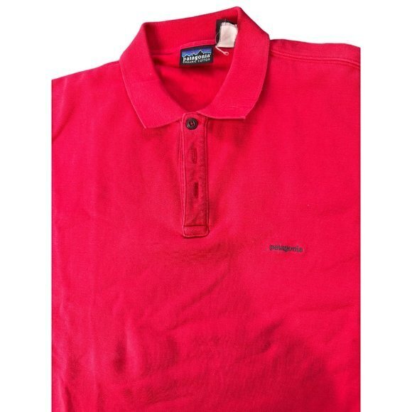 Patagonia Men's Golf Polo Shirt Size L‎ Short Sleeve Organic Cotton Red |G1 - Picture 2 of 6